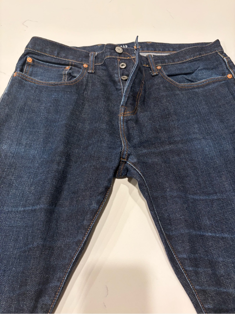 GAP 1969 Men's Skinny Dark Indigo Selvedge Stretch Denim Jeans